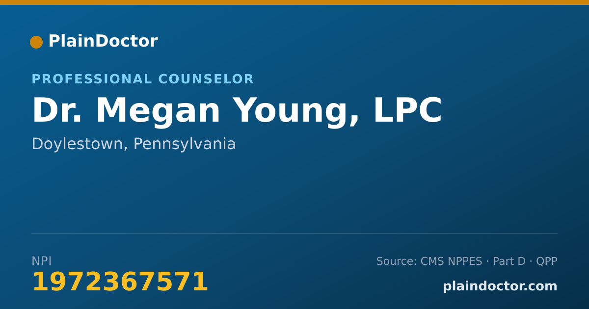 Shareable card for Megan Young, LPC - Professional Counselor, Doylestown, PA