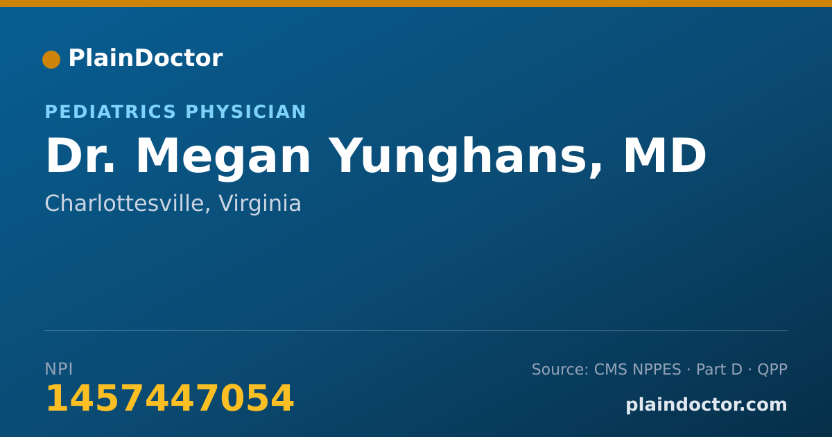 Shareable card for Megan Yunghans, MD - Pediatrics Physician, Charlottesville, VA