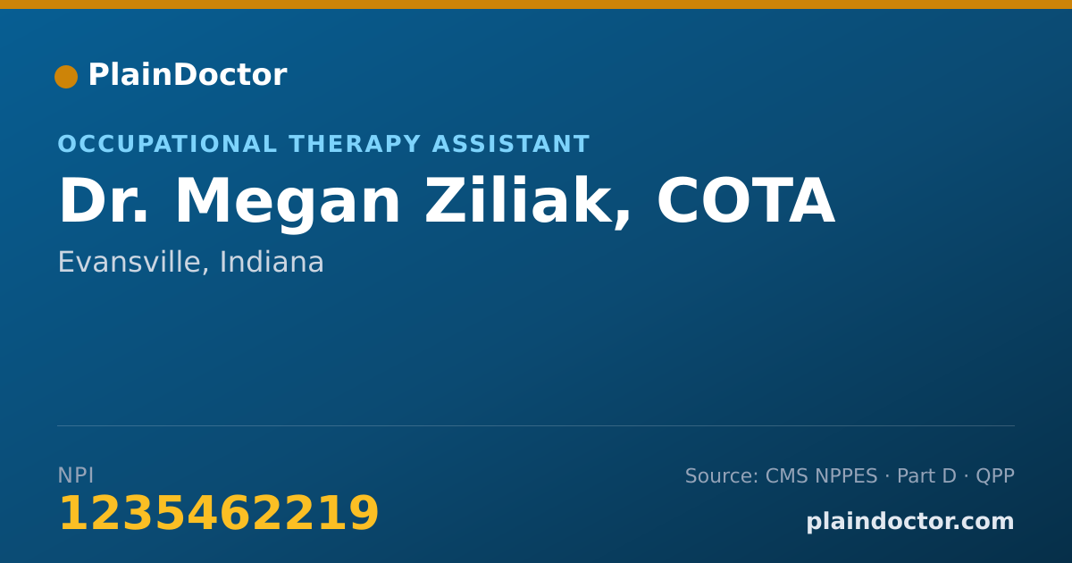 Shareable card for Megan Ziliak, COTA - Occupational Therapy Assistant, Evansville, IN