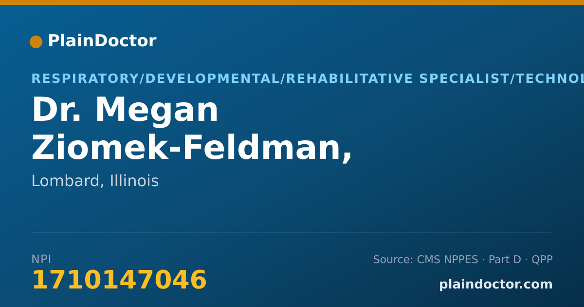 Shareable card for Megan Ziomek-Feldman, MS,BCBA - Respiratory/Developmental/Rehabilitative Specialist/Technologist, Lombard, IL