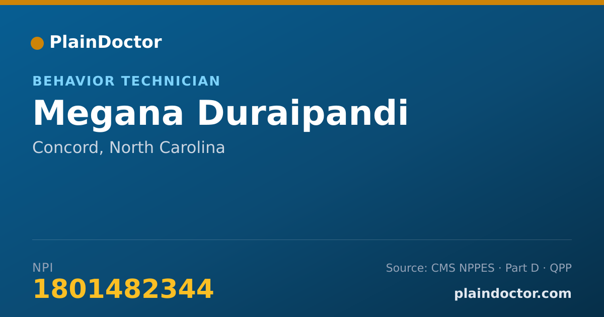 Shareable card for Megana Duraipandi - Behavior Technician, Concord, NC