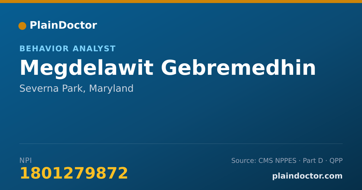 Shareable card for Megdelawit Gebremedhin - Behavior Analyst, Severna Park, MD