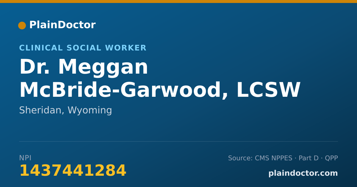Shareable card for Meggan McBride-Garwood, LCSW - Clinical Social Worker, Sheridan, WY