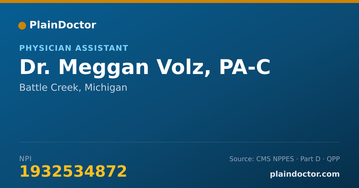 Shareable card for Meggan Volz, PA-C - Physician Assistant, Battle Creek, MI