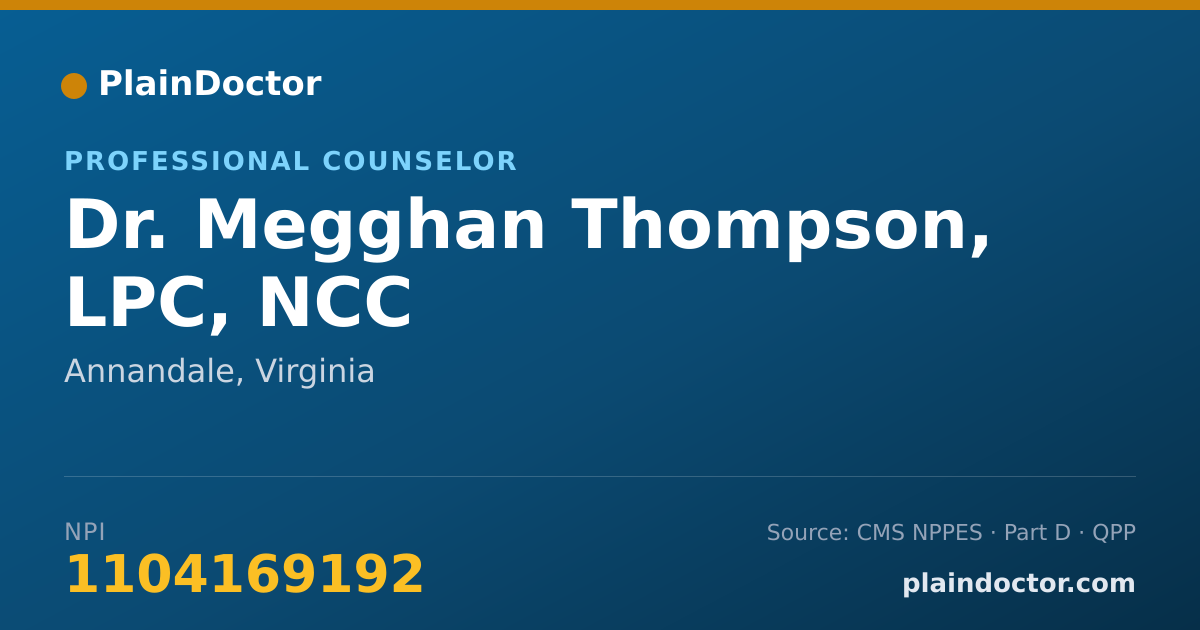 Shareable card for Megghan Thompson, LPC, NCC - Professional Counselor, Annandale, VA