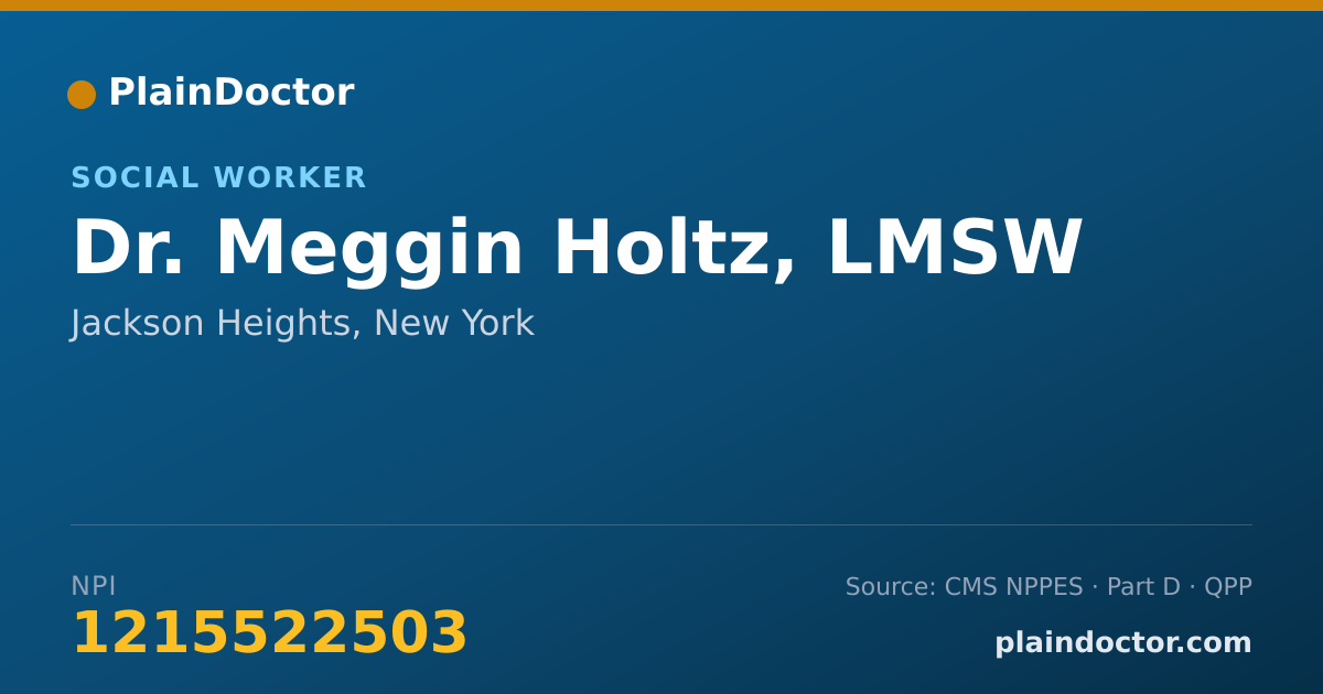 Shareable card for Meggin Holtz, LMSW - Social Worker, Jackson Heights, NY
