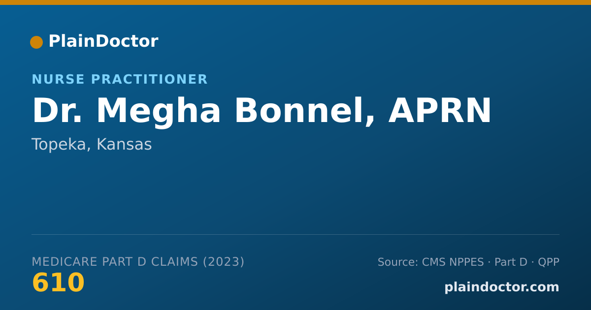 Shareable card for Megha Bonnel, APRN - Nurse Practitioner, Topeka, KS
