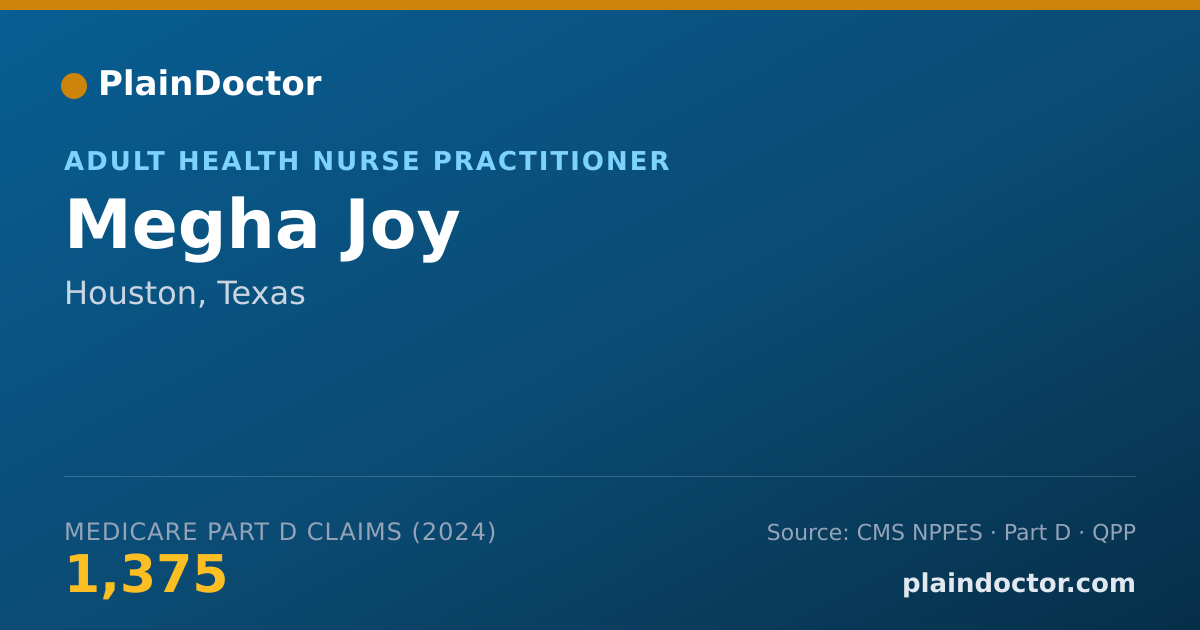 Shareable card for Megha Joy - Adult Health Nurse Practitioner, Houston, TX