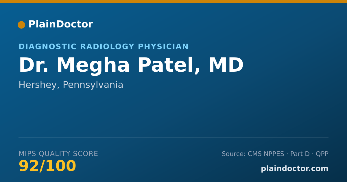 Shareable card for Megha Patel, MD - Diagnostic Radiology Physician, Hershey, PA