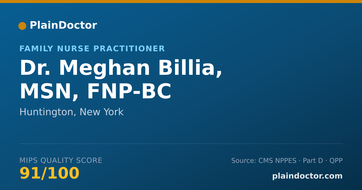 Shareable card for Meghan Billia, MSN, FNP-BC - Family Nurse Practitioner, Huntington, NY