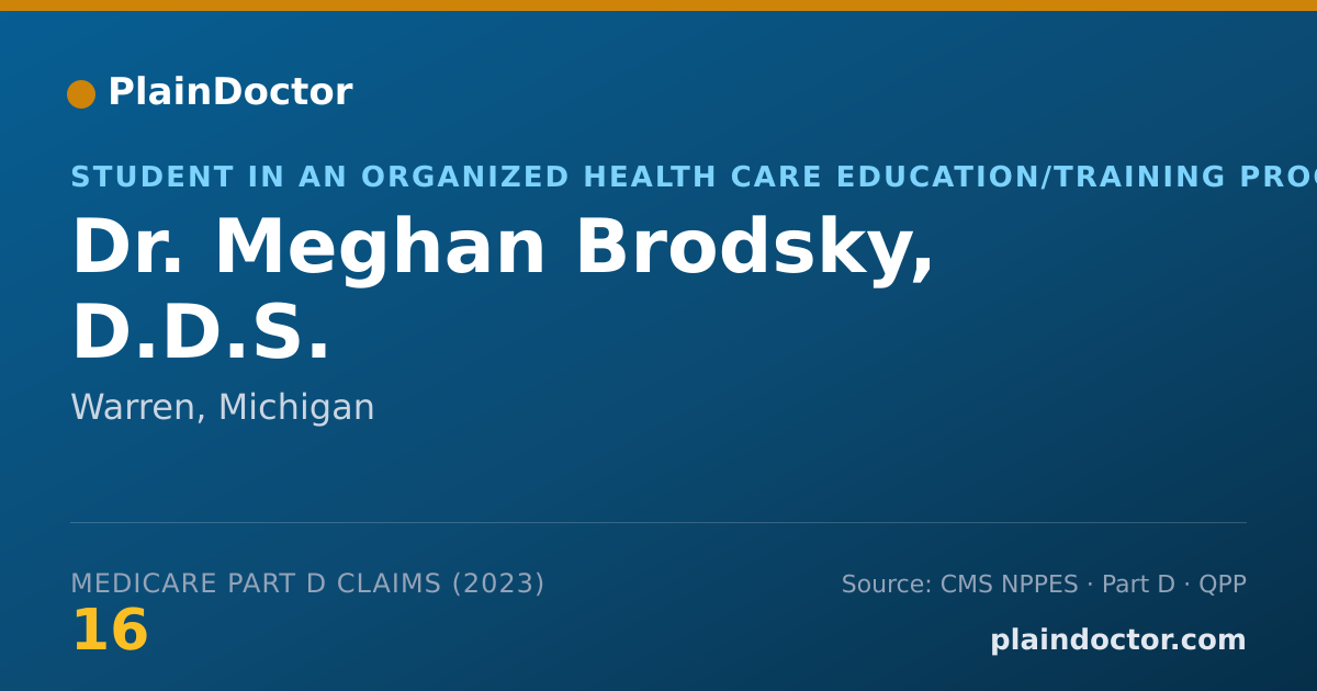 Shareable card for Meghan Brodsky, D.D.S. - Student in an Organized Health Care Education/Training Program, Warren, MI