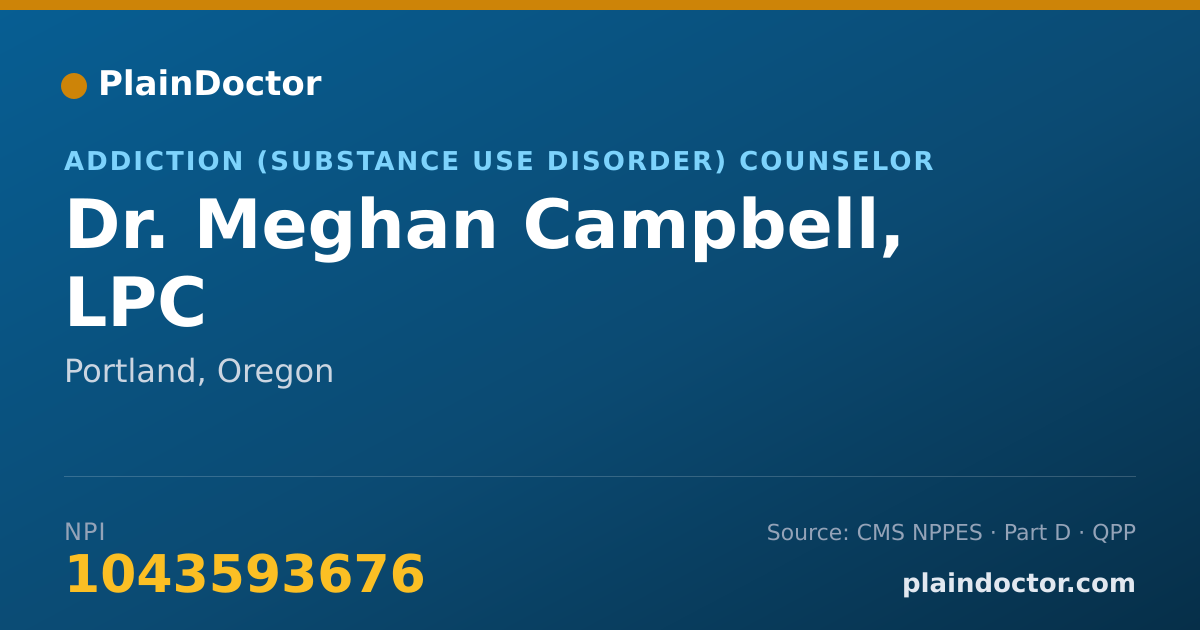 Shareable card for Meghan Campbell, LPC - Addiction (Substance Use Disorder) Counselor, Portland, OR