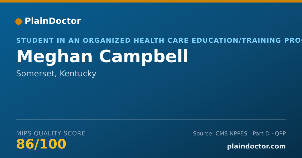 Shareable card for Meghan Campbell - Student in an Organized Health Care Education/Training Program, Somerset, KY