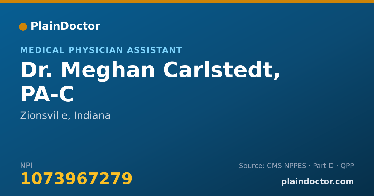 Shareable card for Meghan Carlstedt, PA-C - Medical Physician Assistant, Zionsville, IN