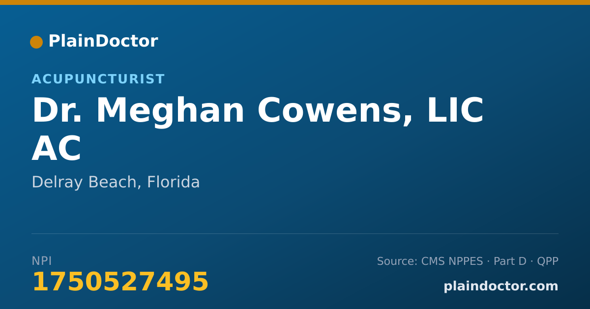 Shareable card for Meghan Cowens, LIC AC - Acupuncturist, Delray Beach, FL