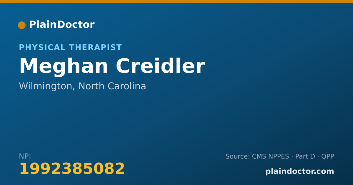 Shareable card for Meghan Creidler - Physical Therapist, Wilmington, NC
