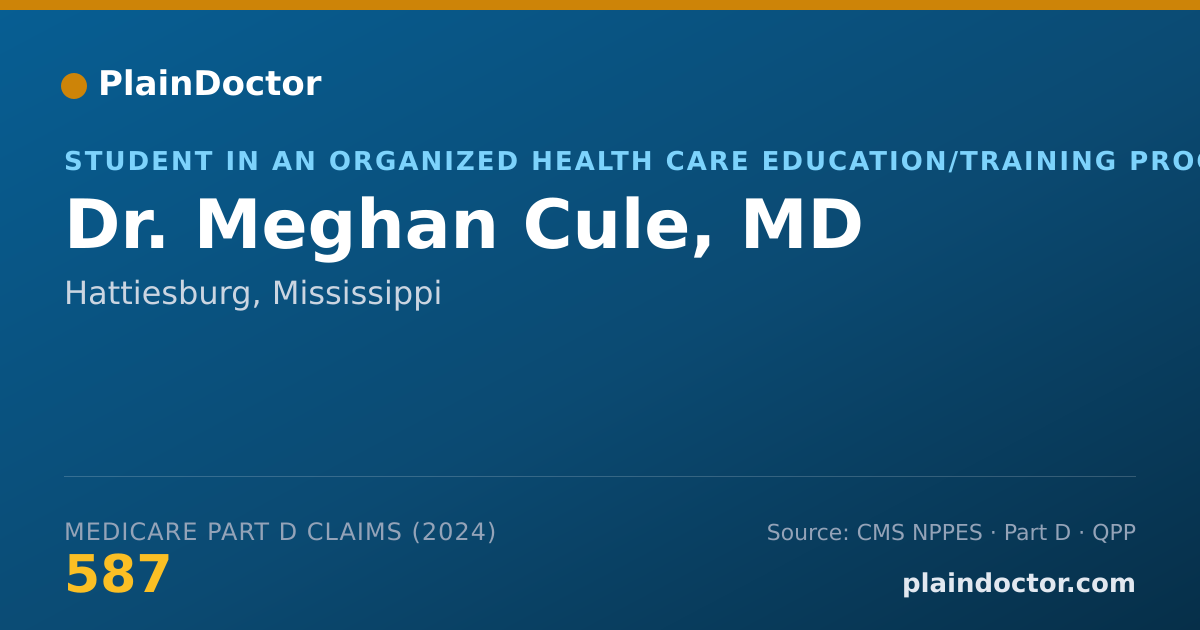 Shareable card for Meghan Cule, MD - Student in an Organized Health Care Education/Training Program, Hattiesburg, MS