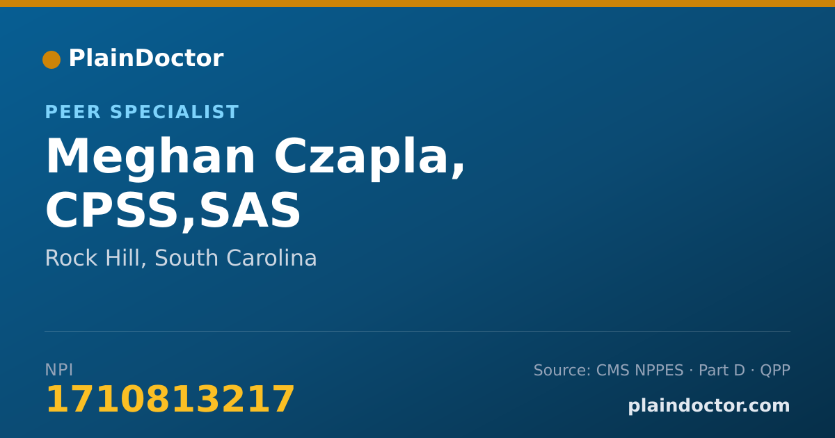 Shareable card for Meghan Czapla, CPSS,SAS - Peer Specialist, Rock Hill, SC
