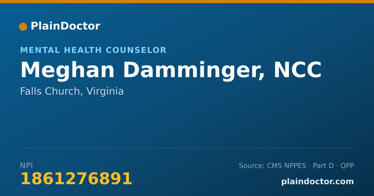 Shareable card for Meghan Damminger, NCC - Mental Health Counselor, Falls Church, VA