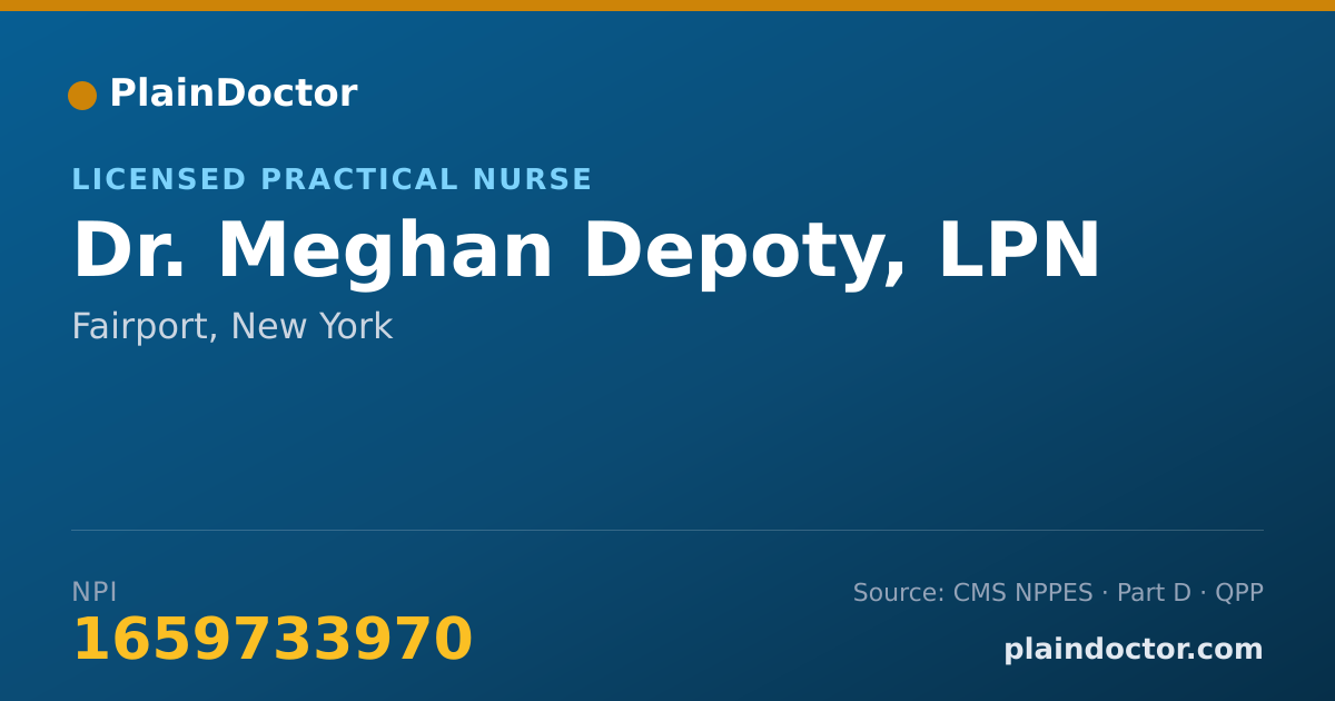 Shareable card for Meghan Depoty, LPN - Licensed Practical Nurse, Fairport, NY