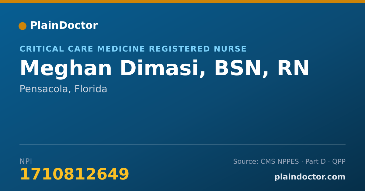 Shareable card for Meghan Dimasi, BSN, RN - Critical Care Medicine Registered Nurse, Pensacola, FL