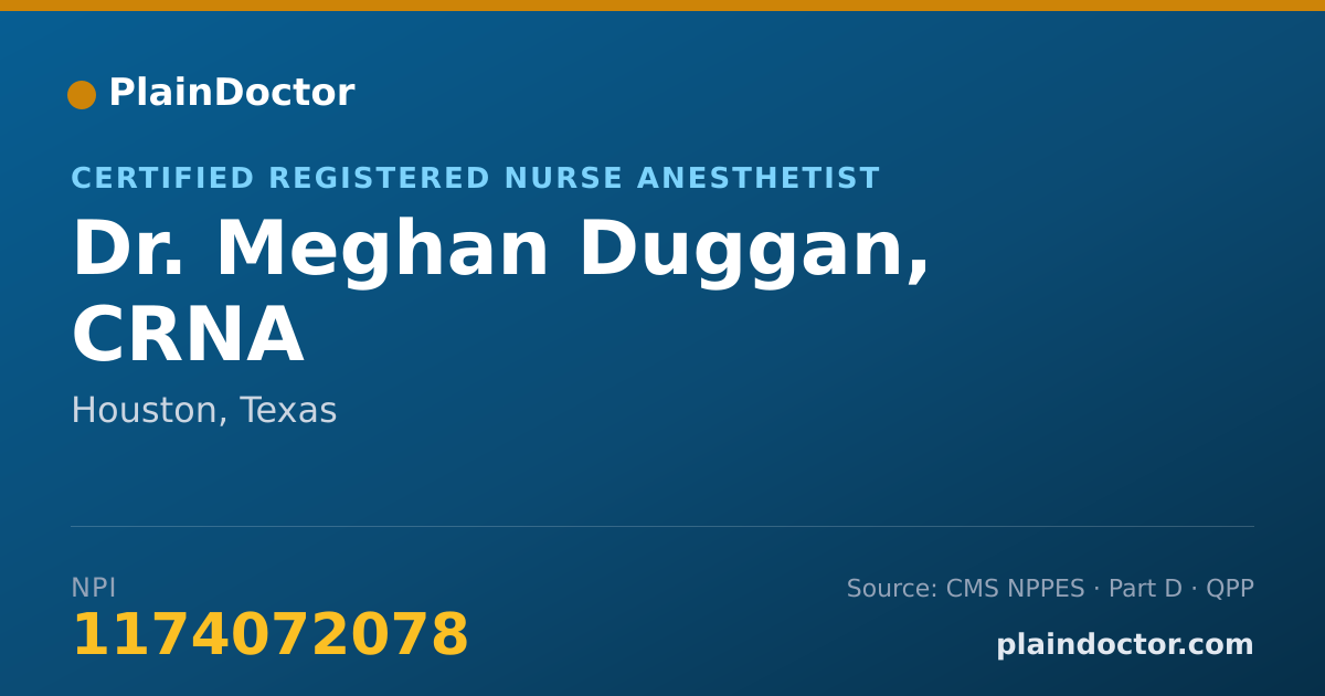 Shareable card for Meghan Duggan, CRNA - Certified Registered Nurse Anesthetist, Houston, TX