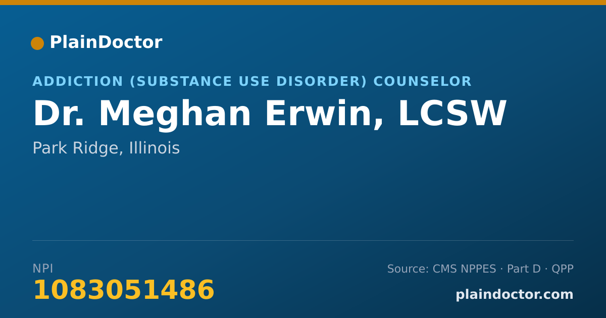 Shareable card for Meghan Erwin, LCSW - Addiction (Substance Use Disorder) Counselor, Park Ridge, IL