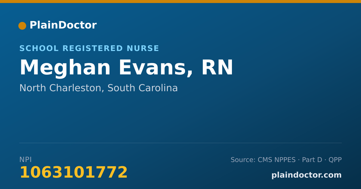 Shareable card for Meghan Evans, RN - School Registered Nurse, North Charleston, SC