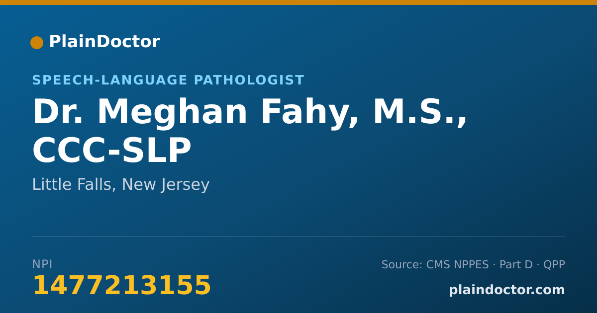 Shareable card for Meghan Fahy, M.S., CCC-SLP - Speech-Language Pathologist, Little Falls, NJ