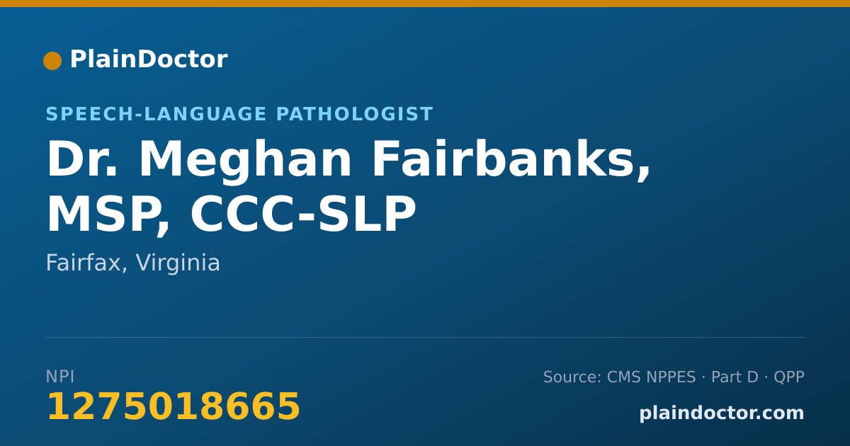 Shareable card for Meghan Fairbanks, MSP, CCC-SLP - Speech-Language Pathologist, Fairfax, VA