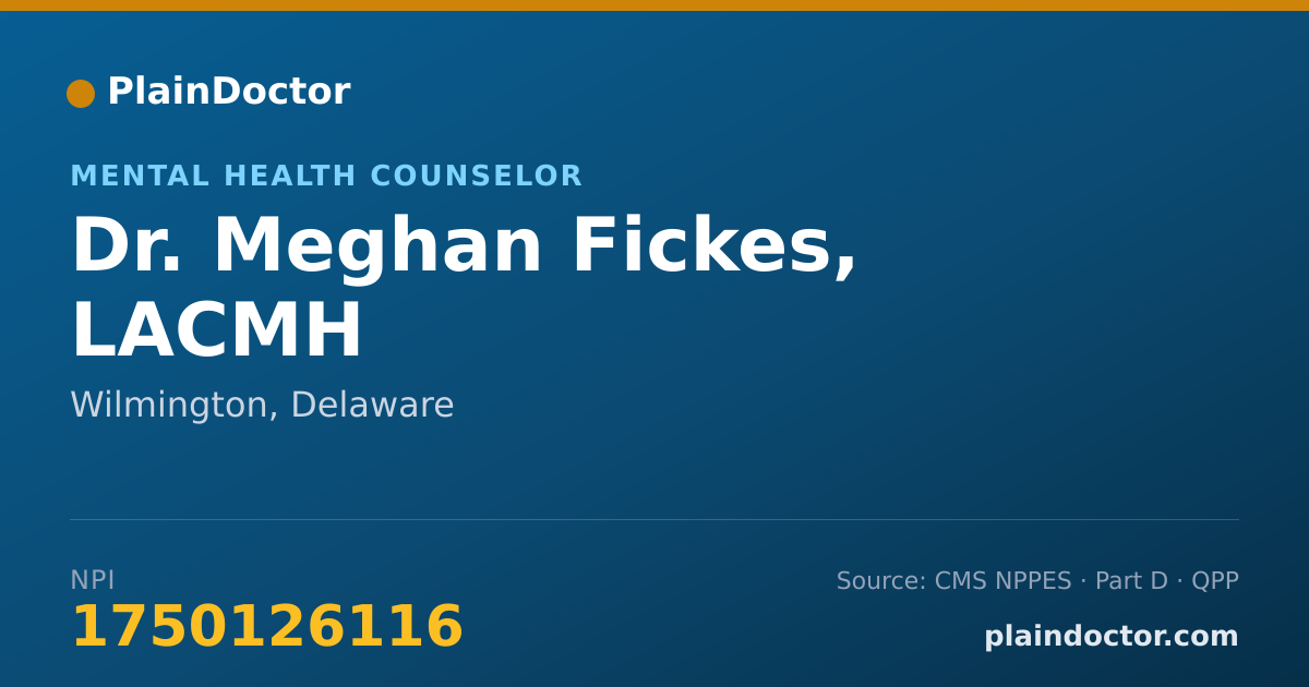 Shareable card for Meghan Fickes, LACMH - Mental Health Counselor, Wilmington, DE