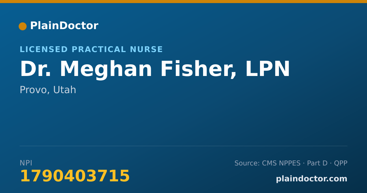 Shareable card for Meghan Fisher, LPN - Licensed Practical Nurse, Provo, UT