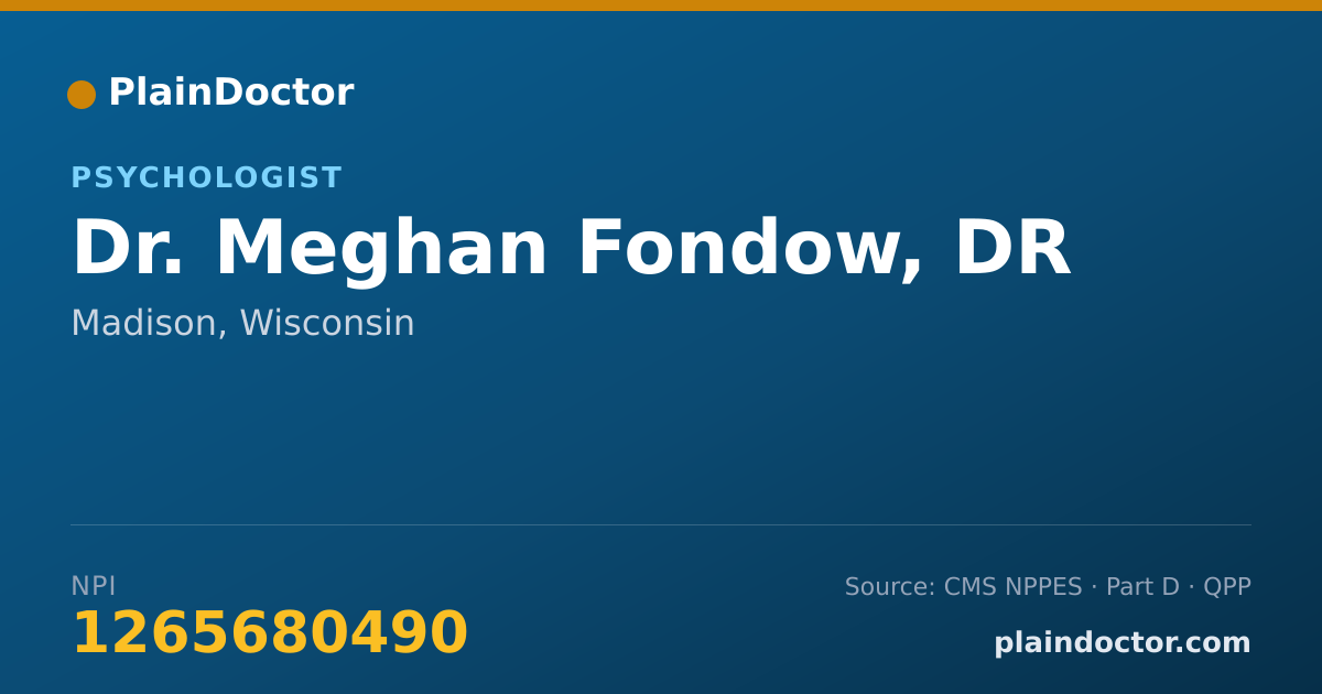 Shareable card for Meghan Fondow, DR - Psychologist, Madison, WI