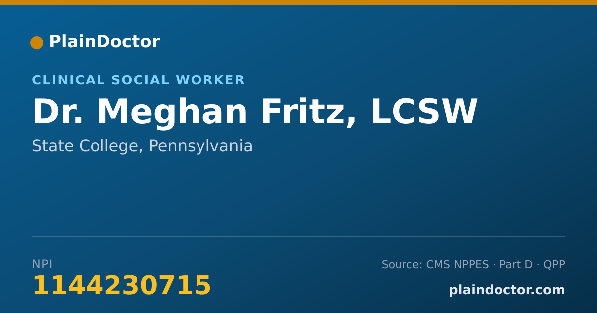 Shareable card for Meghan Fritz, LCSW - Clinical Social Worker, State College, PA