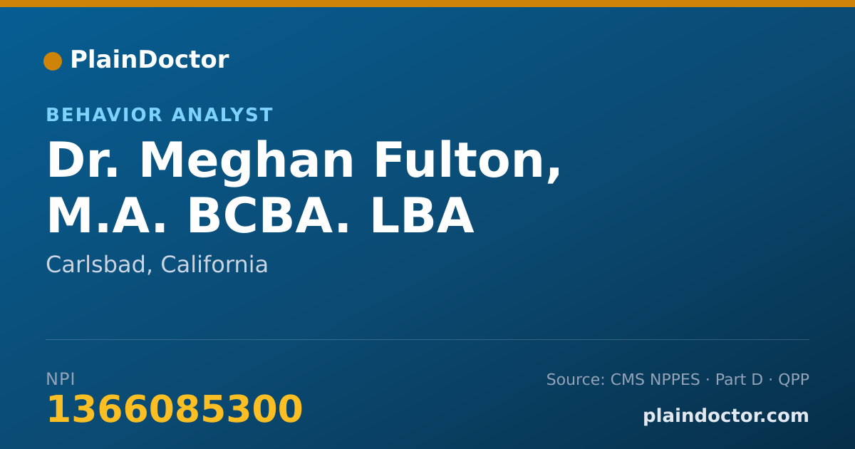 Shareable card for Meghan Fulton, M.A. BCBA. LBA - Behavior Analyst, Carlsbad, CA