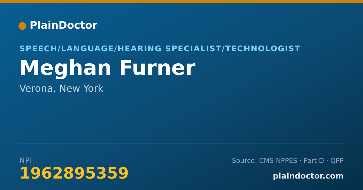 Shareable card for Meghan Furner - Speech/Language/Hearing Specialist/Technologist, Verona, NY