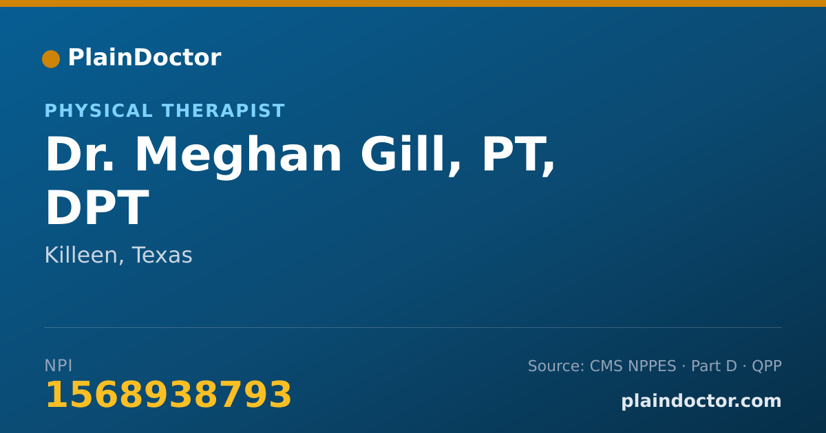 Shareable card for Meghan Gill, PT, DPT - Physical Therapist, Killeen, TX