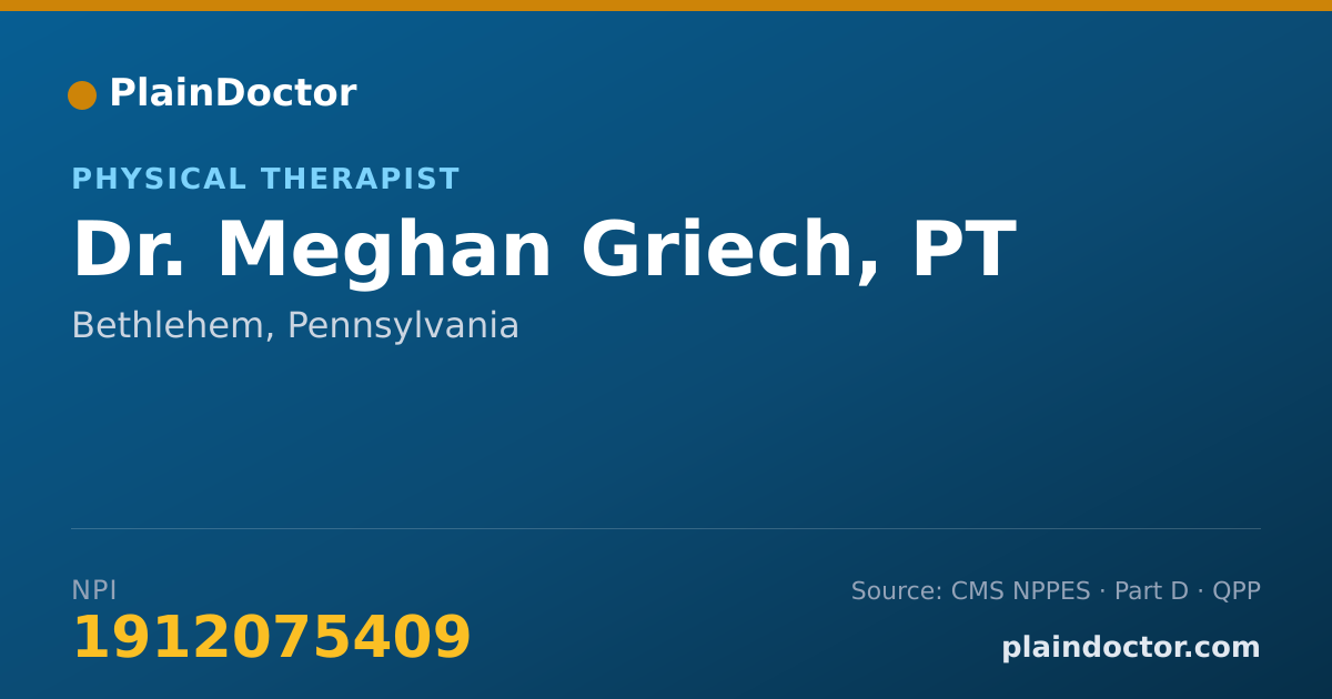 Shareable card for Meghan Griech, PT - Physical Therapist, Bethlehem, PA