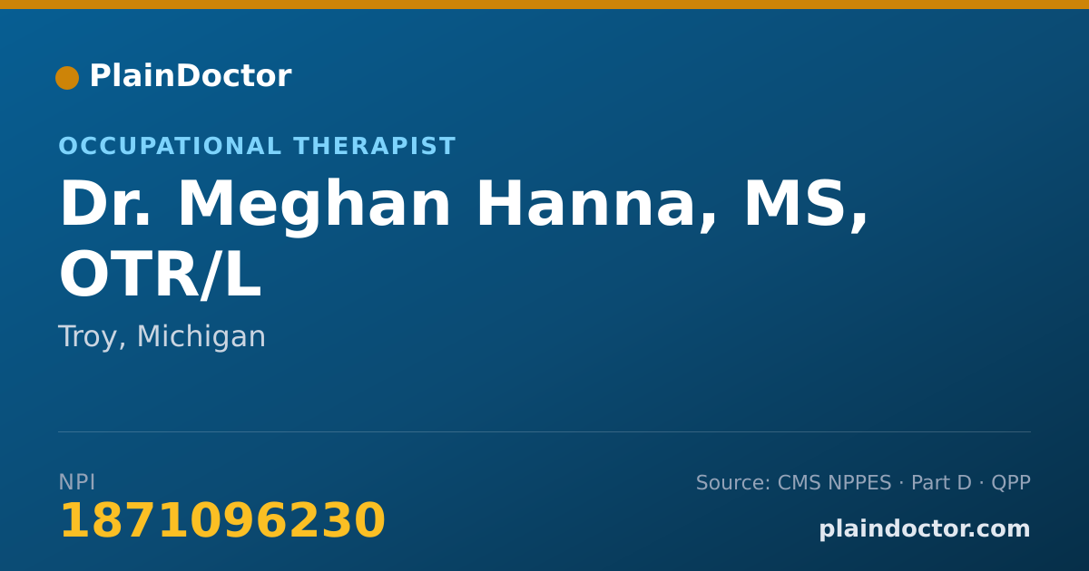 Shareable card for Meghan Hanna, MS, OTR/L - Occupational Therapist, Troy, MI