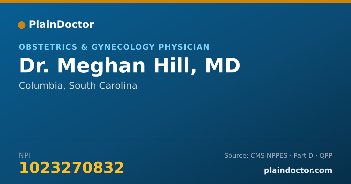 Shareable card for Meghan Hill, MD - Obstetrics & Gynecology Physician, Columbia, SC