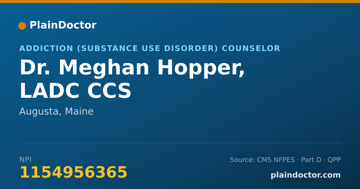 Shareable card for Meghan Hopper, LADC CCS - Addiction (Substance Use Disorder) Counselor, Augusta, ME
