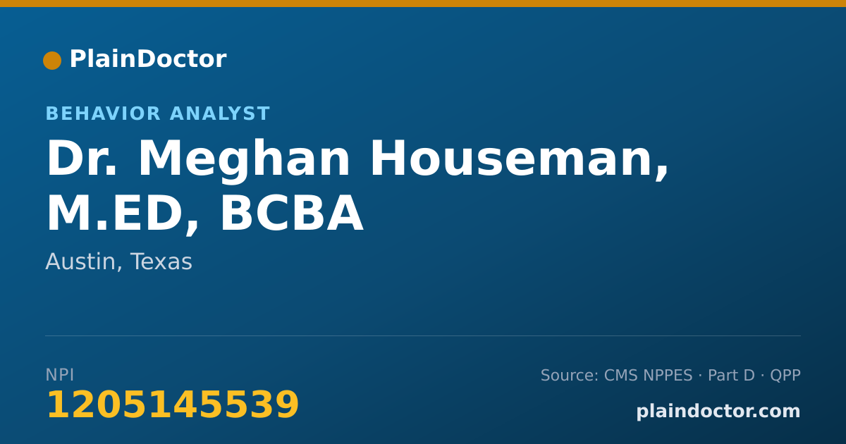 Shareable card for Meghan Houseman, M.ED, BCBA - Behavior Analyst, Austin, TX