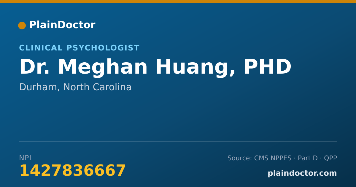 Shareable card for Meghan Huang, PHD - Clinical Psychologist, Durham, NC