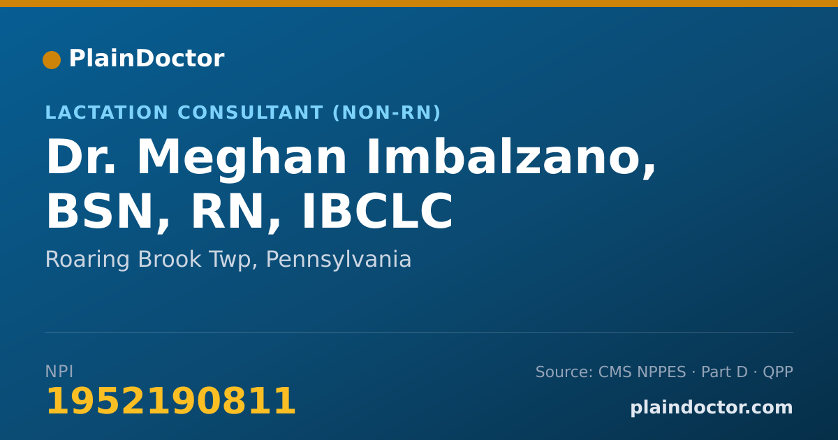 Shareable card for Meghan Imbalzano, BSN, RN, IBCLC - Lactation Consultant (Non-RN), Roaring Brook Twp, PA