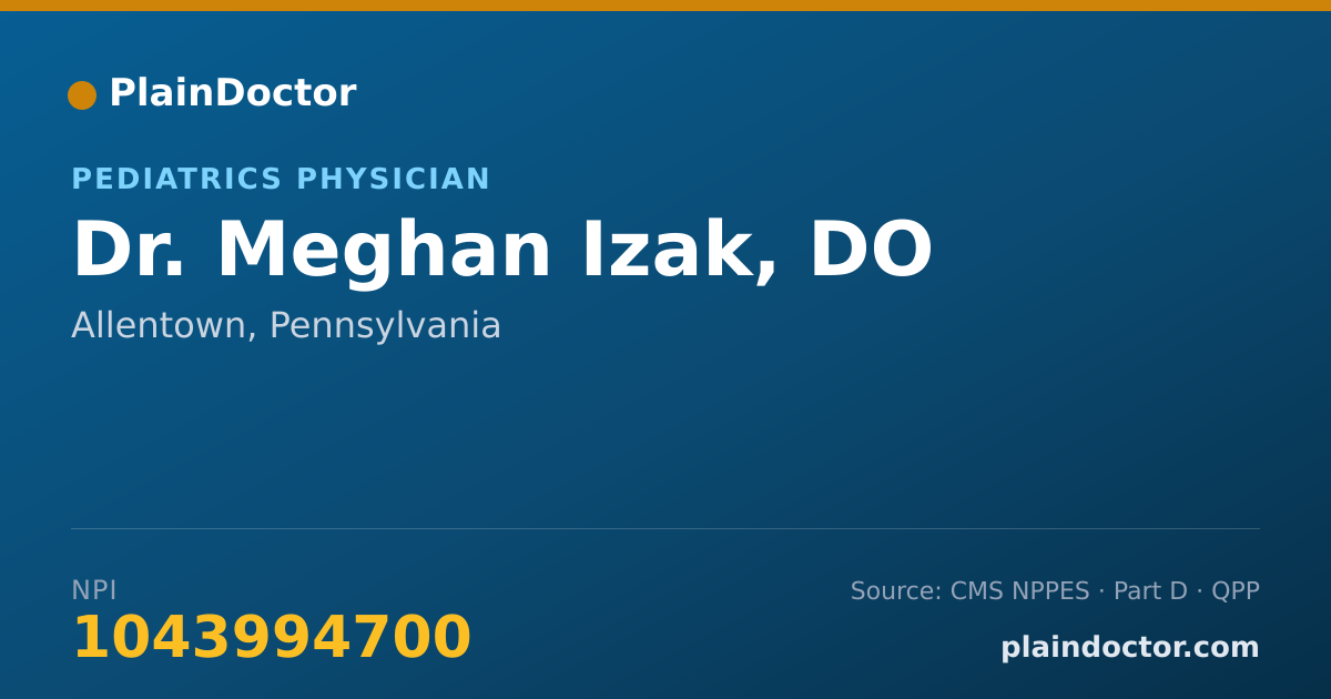 Shareable card for Meghan Izak, DO - Pediatrics Physician, Allentown, PA