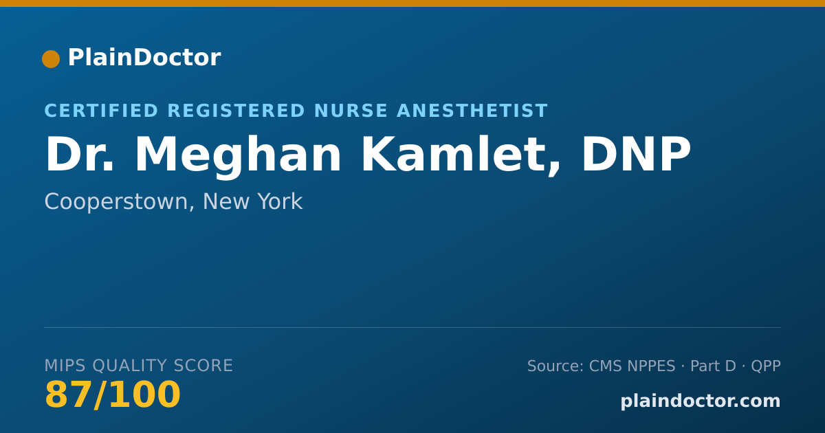 Shareable card for Meghan Kamlet, DNP - Certified Registered Nurse Anesthetist, Cooperstown, NY
