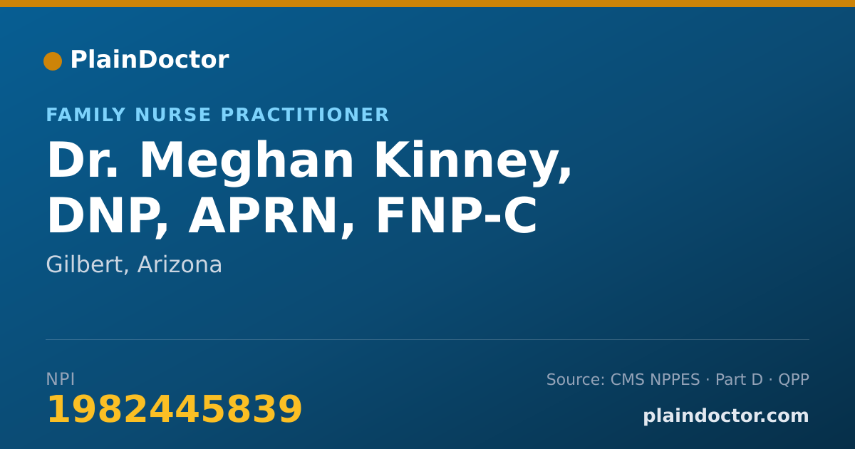 Shareable card for Meghan Kinney, DNP, APRN, FNP-C - Family Nurse Practitioner, Gilbert, AZ