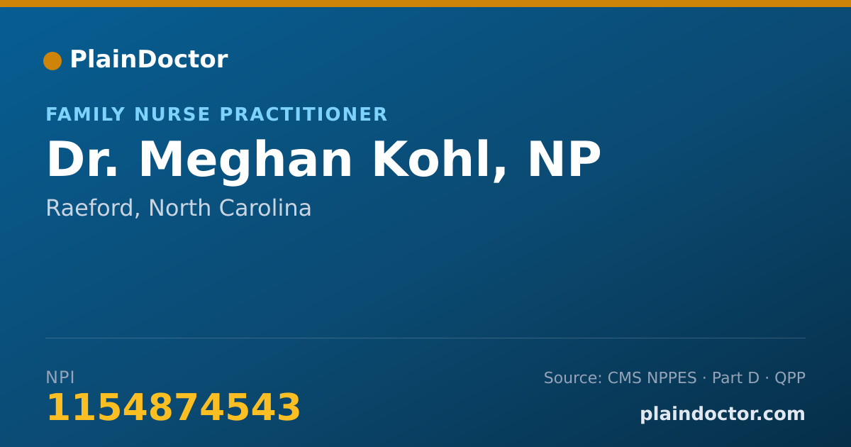 Shareable card for Meghan Kohl, NP - Family Nurse Practitioner, Raeford, NC