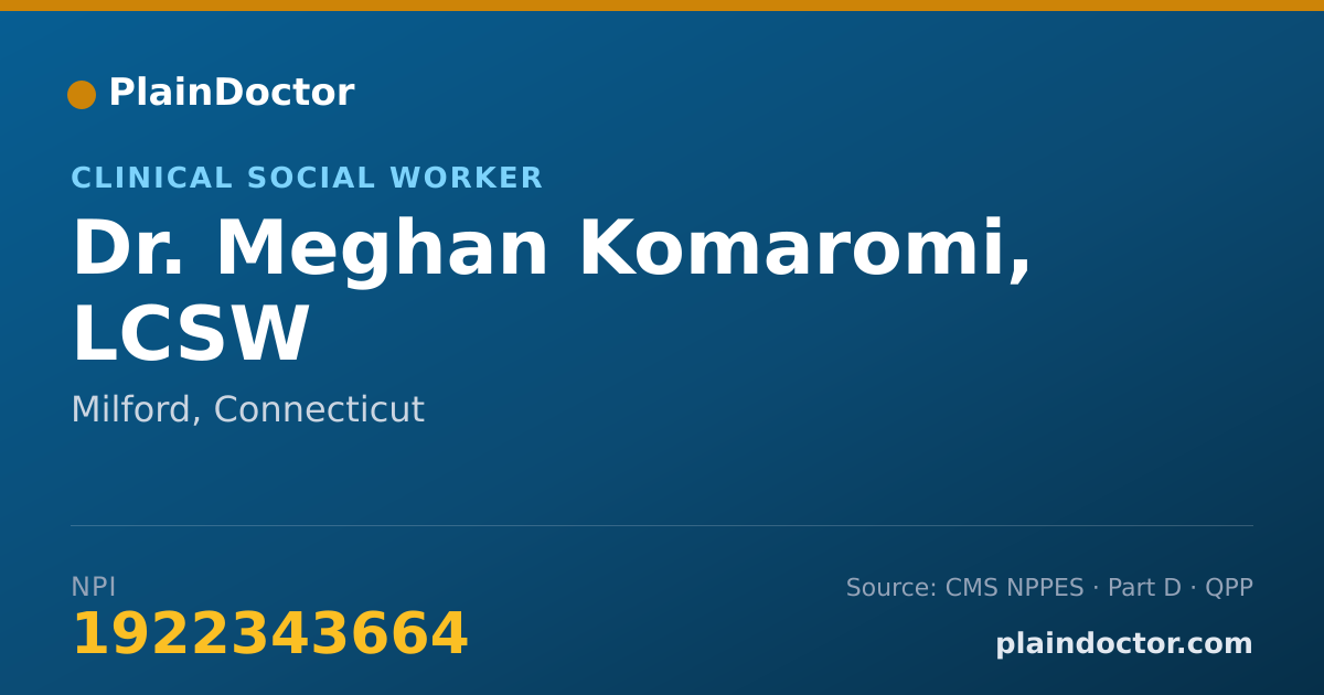 Shareable card for Meghan Komaromi, LCSW - Clinical Social Worker, Milford, CT