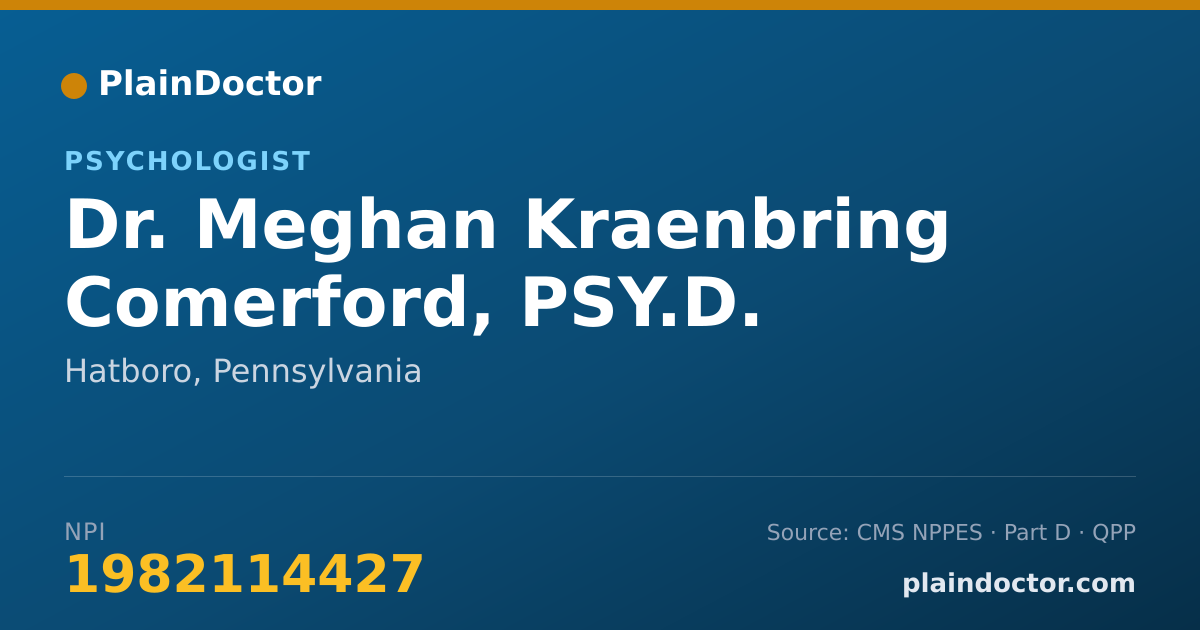 Shareable card for Meghan Kraenbring Comerford, PSY.D. - Psychologist, Hatboro, PA